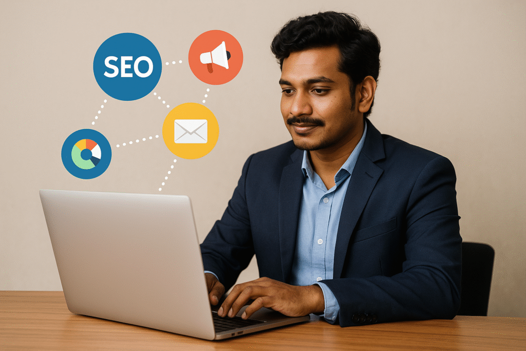 freelance digital marketer India laptop